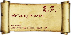 Ráduly Placid névjegykártya